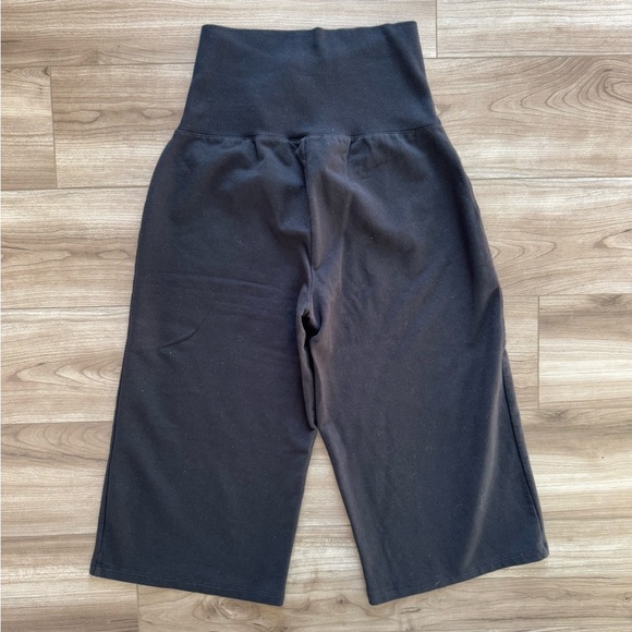 Loft Pull On Wide Leg Crop Pants Women’s Medium Petite Black Stretch - Picture 1 of 6
